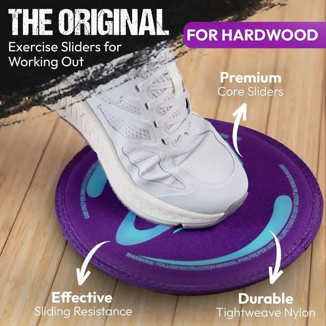 Alt view image 2 of 7 - Discs for Working Out - Exercise Sliders for Hardwood Floors 1 Pair Purple, Authentic Workout Sliders Disc for Full Body Resistance Workout, Includes 4 Streaming Video Workouts