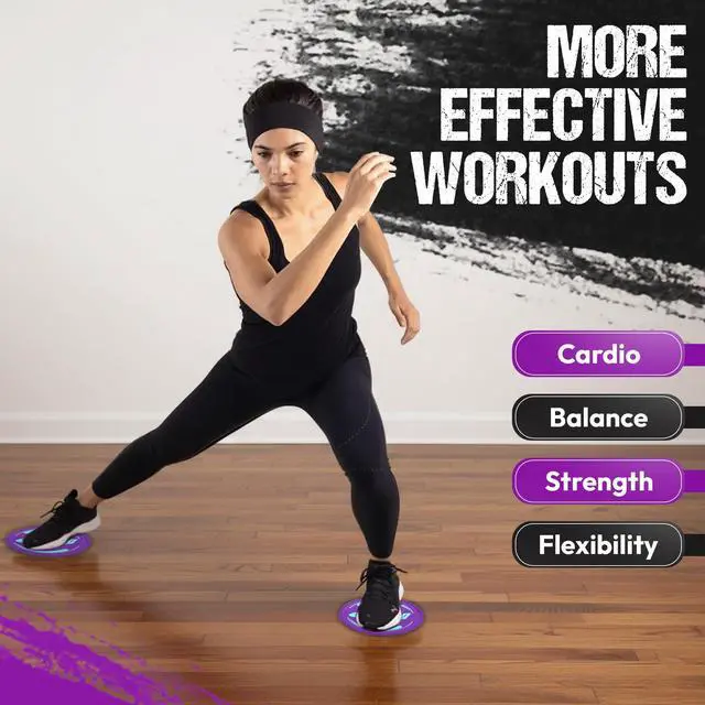 Alt view image 6 of 7 - Discs for Working Out - Exercise Sliders for Hardwood Floors 1 Pair Purple, Authentic Workout Sliders Disc for Full Body Resistance Workout, Includes 4 Streaming Video Workouts