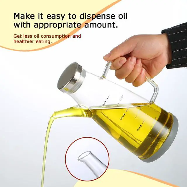 Alt view image 2 of 7 - Oil Dispenser for Kitchen,25OZ Oil Bottles Cooking Oil Dispenser with Drip Free Spout and Non Slip Bottom Fits in Home,Kitchen,Barbecue,Party (750ml)
