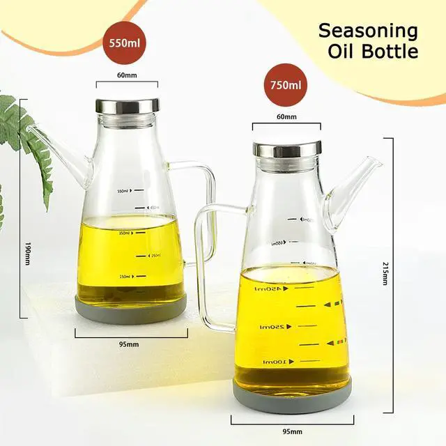 Alt view image 3 of 7 - Oil Dispenser for Kitchen,25OZ Oil Bottles Cooking Oil Dispenser with Drip Free Spout and Non Slip Bottom Fits in Home,Kitchen,Barbecue,Party (750ml)