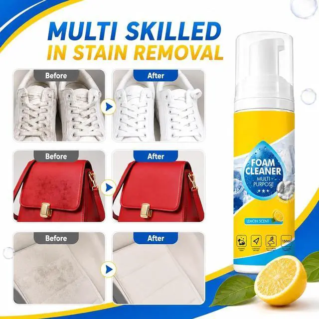 Alt view image 4 of 7 - 4-in-1 Multi-Purpose Foam Cleaner, All-Purpose Deep Cleaning Spraywith Sponge & Towel for Car Interior, Kitchen Grease, Bathroom Tiles, Sofa Upholstery (2PCS)