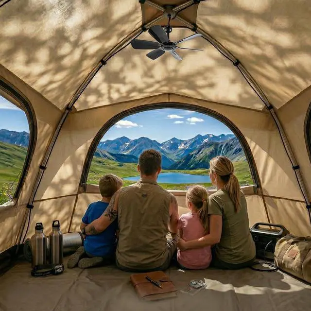 Alt view image 3 of 6 - 17.7" Inch Small Portable Ceiling Fan, USB Plug In, 5V DC Powered, 6 Blades, Indoor/Outdoor RV Camping Tent Canopy, GazeboBeachHanging, Quiet,black