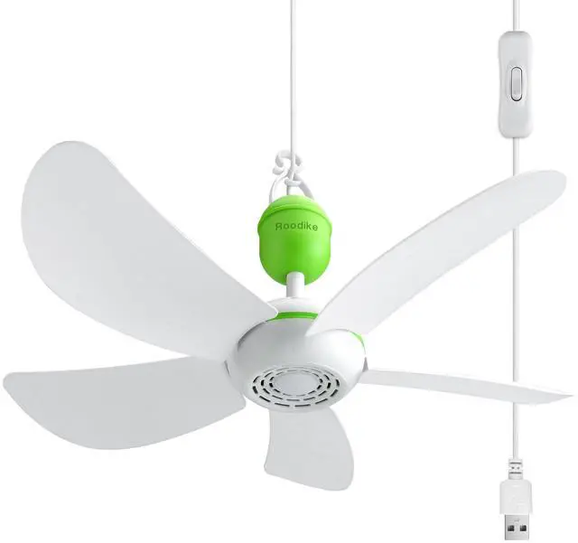 Main image of 17" Portable USB Ceiling Fan for Camping Tent Outdoor Gazebo RV Cruise, 13.2 Ft Long Cord with on/off Button