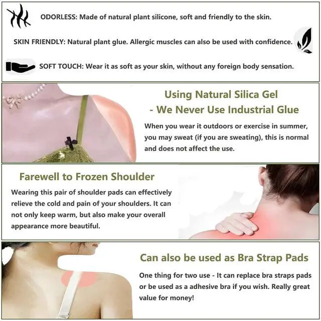 Alt view image 4 of 7 - Silicone Shoulder Pads for Womens Clothing, Anti-Slip Shoulder Push-Up Pads Invisible Breathable Enhancer Reusable, 1 Pairs Transparent