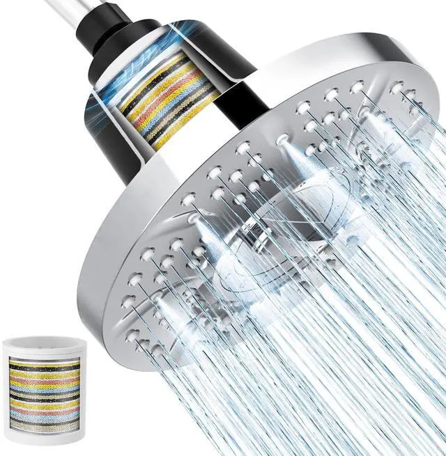 Main image of Filtered Shower Head with Filters, 20-Stage Shower Head Filter for Hard Water, Fixed Showerhead with Easy-Replace Cartridge to Remove Chlorine & Heavy Metals (7-Inch, Chrome)