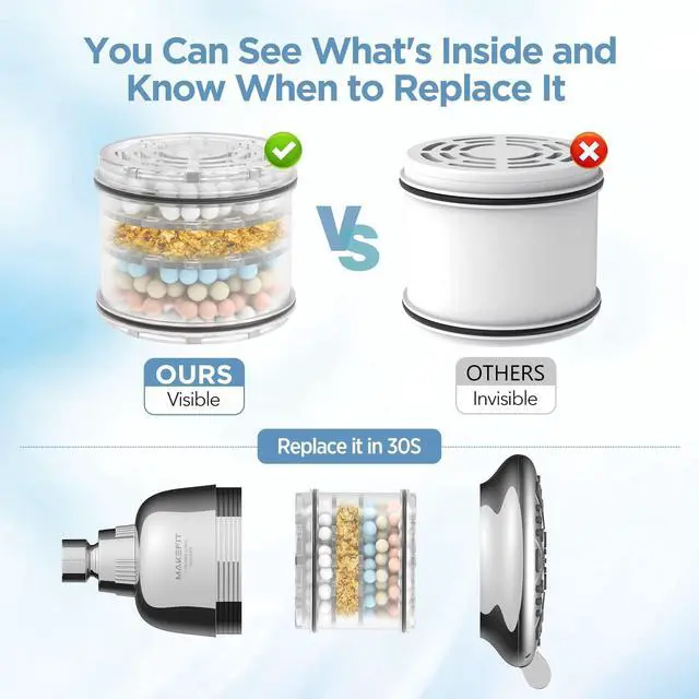 Alt view image 3 of 6 - Filtered Shower Head - High Pressure Shower Head with Filter for Hard Water Softener - 7 Settings Bathroom Rain Showerhead to Remove Chlorine and Heavy Metals (Chrome)