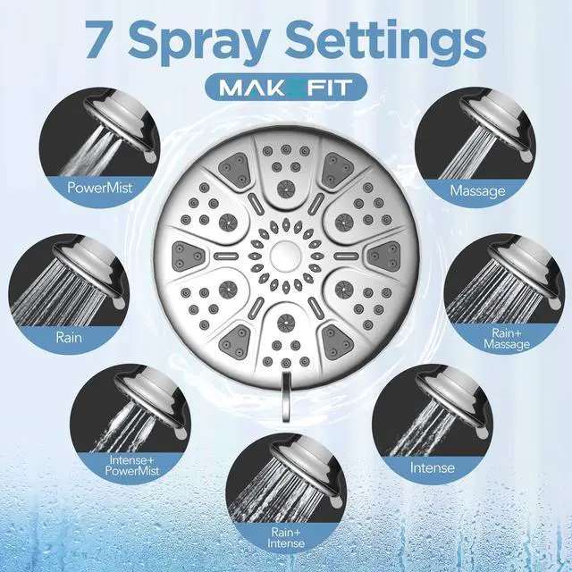 Alt view image 5 of 6 - Filtered Shower Head - High Pressure Shower Head with Filter for Hard Water Softener - 7 Settings Bathroom Rain Showerhead to Remove Chlorine and Heavy Metals (Chrome)