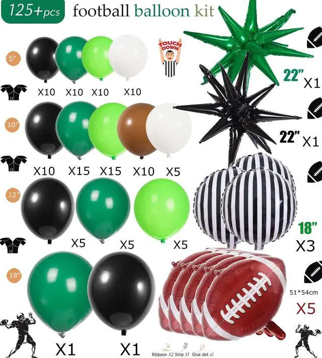 Alt view image 4 of 5 - Football Balloon Arch Kit 122Pcs - Dark Green Brown Black Balloon Garland with Self-Standing Goal Post & Star Foil Balloons for Sunday Game, Touchdown Sports Theme Birthday, Tailgate Decorations
