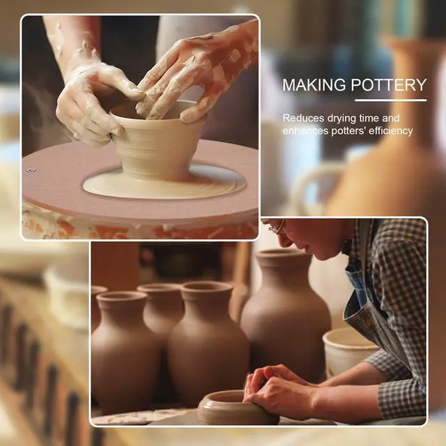 Alt view image 3 of 4 - 2 Pcs 12 Inch Pottery Wheel Bats, Thick Clay Throwing Bats with Pottery Pin Holes, Professional Round Ceramic Bat System for Clay Making and Sculpting