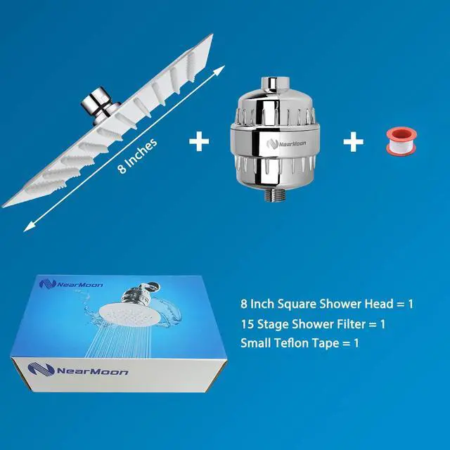 Alt view image 3 of 3 - Square Shower Head and 15 Stage Shower Filter Combo, High Pressure Filtered Head for Hard Water, Improves the Condition of Your Skin, Hair (Chrome Finish)