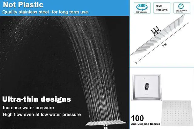 Alt view image 2 of 3 - Square Shower Head and 15 Stage Shower Filter Combo, High Pressure Filtered Head for Hard Water, Improves the Condition of Your Skin, Hair (Chrome Finish)