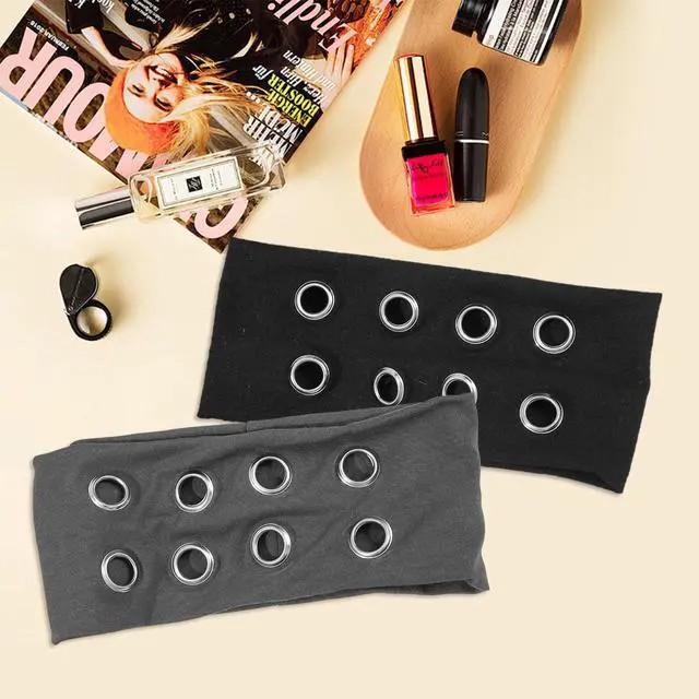 Alt view image 4 of 7 - 4 Pack Y2K Punk Hollow Metal Headbands - Wide Hairband with Grommet Eyelet Design, Leopard Print Elastic Bands - Retro Fashion Accessories for Girls, Women, Festival, Street & Daily Wear(A)
