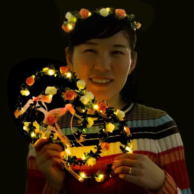 Alt view image 5 of 6 - 4 Pack Light Up Flower Headband - LED Floral Head Crown for Wedding, Festival and Party - 4 Pieces