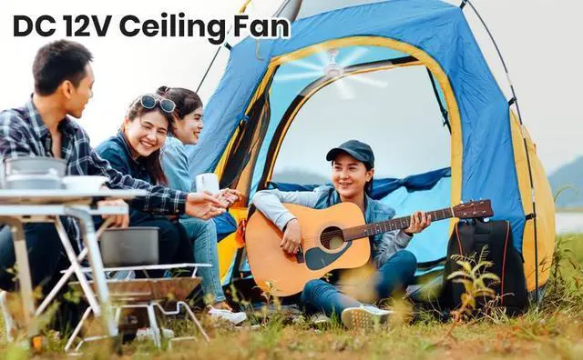 Alt view image 5 of 5 - DC 12V Portable Ceiling Fan 19.7Mini Hanging Ceiling Fan Camping Tent Fans for Outdoor RV Gazebo, Battery Powered Ceiling Fan Silent Design