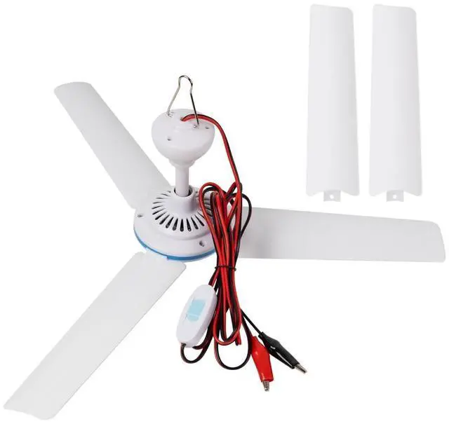 Main image of DC 12V Portable Ceiling Fan 19.7Mini Hanging Ceiling Fan Camping Tent Fans for Outdoor RV Gazebo, Battery Powered Ceiling Fan Silent Design