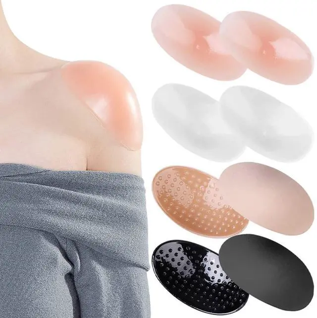 Alt view image 5 of 7 - 4Pairs Silicone Shoulder Pads Soft Breathable Removable Prevent Slip Self Adhesive Shoulder Pads for Women Men