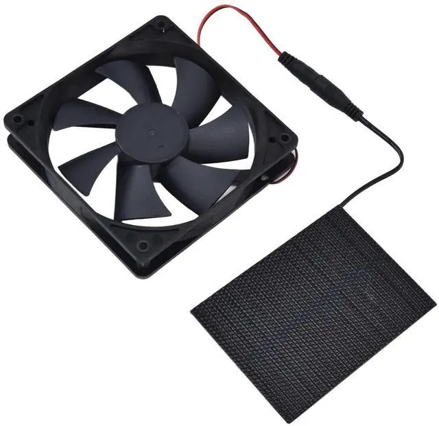Alt view image 4 of 5 - Solar Panel Fan Kit, 100W 12V Dual Exhaust Solar Powered Ventilation Fan for Chicken Coops Dog House Greenhouse RV