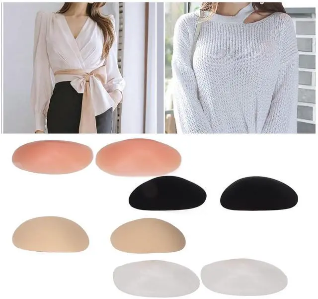 Alt view image 3 of 7 - 4Pairs Silicone Shoulder Pads Soft Breathable Removable Prevent Slip Self Adhesive Shoulder Pads for Women Men