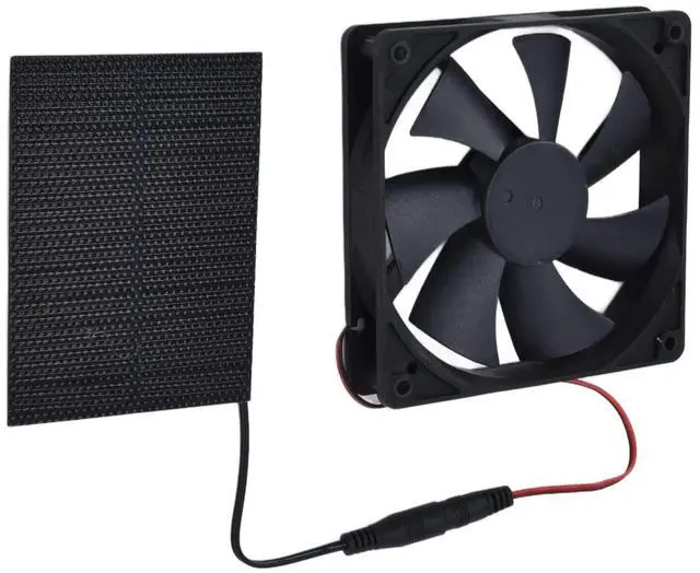Alt view image 3 of 5 - Solar Panel Fan Kit, 100W 12V Dual Exhaust Solar Powered Ventilation Fan for Chicken Coops Dog House Greenhouse RV