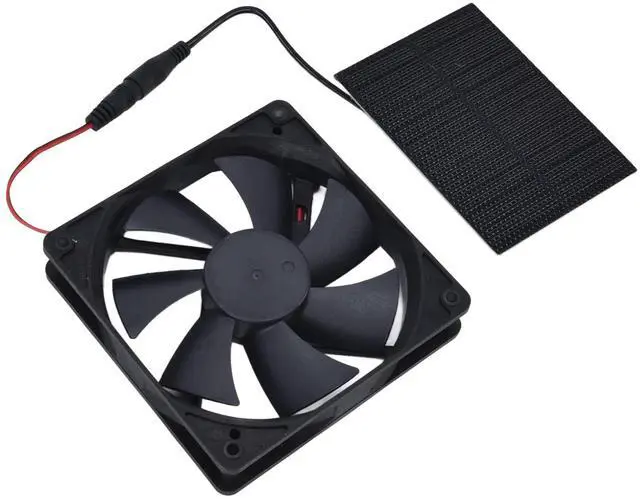 Alt view image 2 of 5 - Solar Panel Fan Kit, 100W 12V Dual Exhaust Solar Powered Ventilation Fan for Chicken Coops Dog House Greenhouse RV