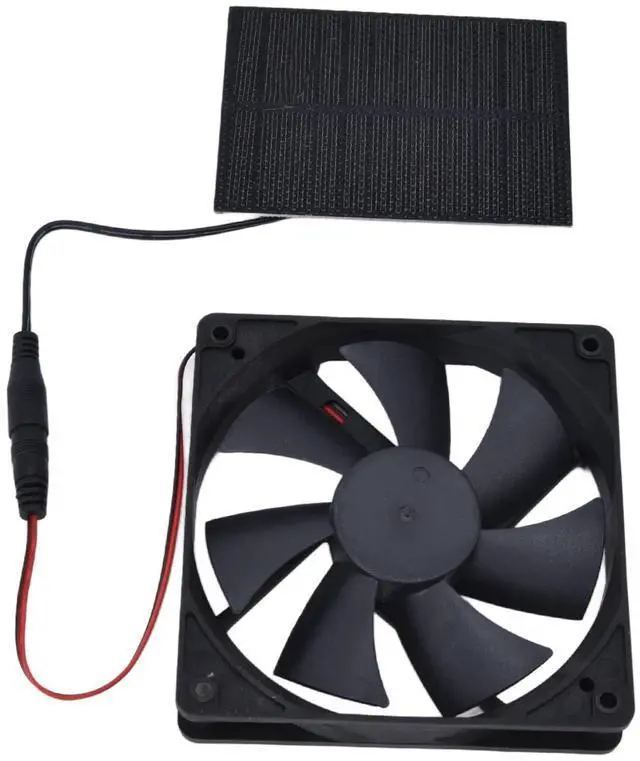 Alt view image 5 of 5 - Solar Panel Fan Kit, 100W 12V Dual Exhaust Solar Powered Ventilation Fan for Chicken Coops Dog House Greenhouse RV