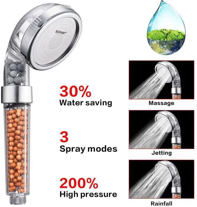 Alt view image 2 of 5 - Shower Head, Filter Filtration High Pressure Water Saving 3 Mode Function Spray Handheld Showerheads for Dry Skin & Hair