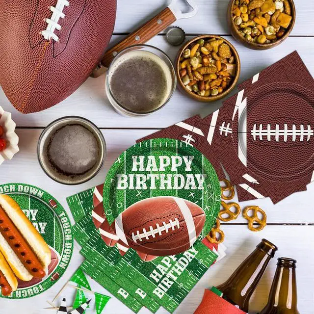 Alt view image 2 of 4 - Football Birthday Party Decorations, Football Party Supplies Includes Plates, Napkins, Cups, Banner, Balloons, Tablecloth for Football Birthday Party Football Game Day, Serve 20