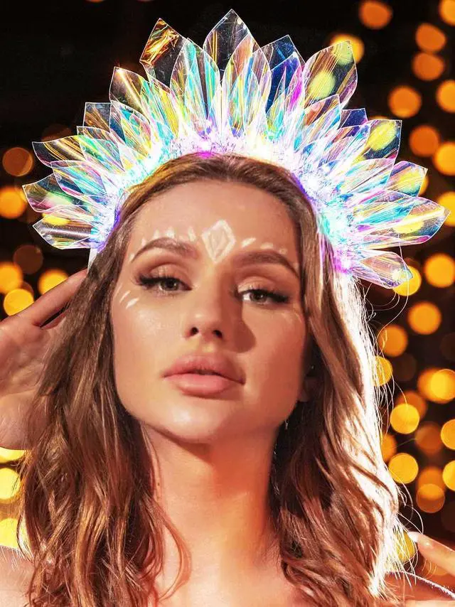 Alt view image 4 of 7 - Light Up Crown Led Headband Glow Birthday Headpiece Rave Costume Hair Accessories for Women