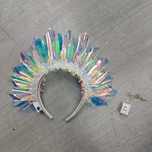Alt view image 7 of 7 - Light Up Crown Led Headband Glow Birthday Headpiece Rave Costume Hair Accessories for Women