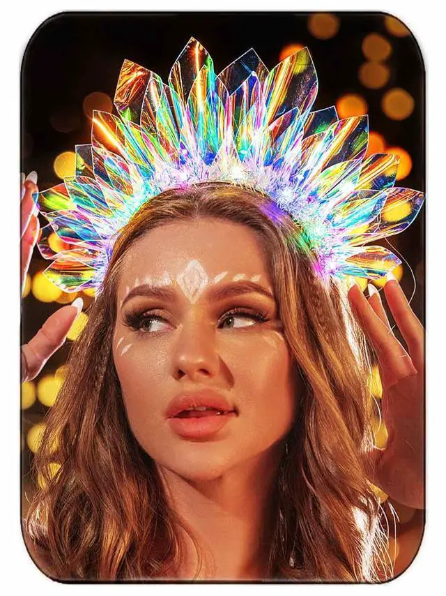 Main image of Light Up Crown Led Headband Glow Birthday Headpiece Rave Costume Hair Accessories for Women