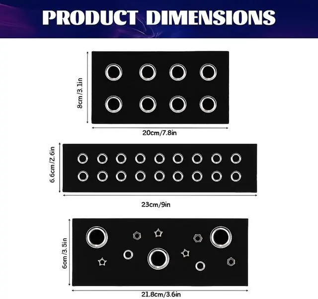 Alt view image 4 of 5 - 3 Pcs Women Grommet Headband Y2k Punk Grunge Wide Hairbands Hollow out Eyelets Elastic Headband Casual Hair Accessory Fashionable Metal Hairbands Stretchy(Black,Classic)