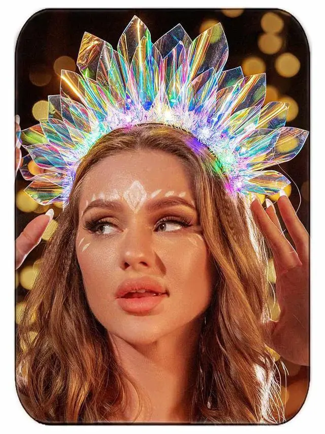 Main image of Light Up Headband Led Crown Headbands Glow Rave Headpiece Flashing Costume Hair Accessories for Women