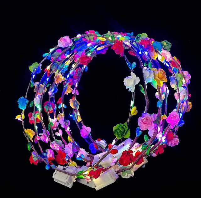 Main image of 20 Pcs LED Flower Crowns Headbands,flower crowns,flower crowns for womendiademas con luces led para fiestaslight up headband for Wedding Beach Party Birthday Cosplay Halloween Christmas Day