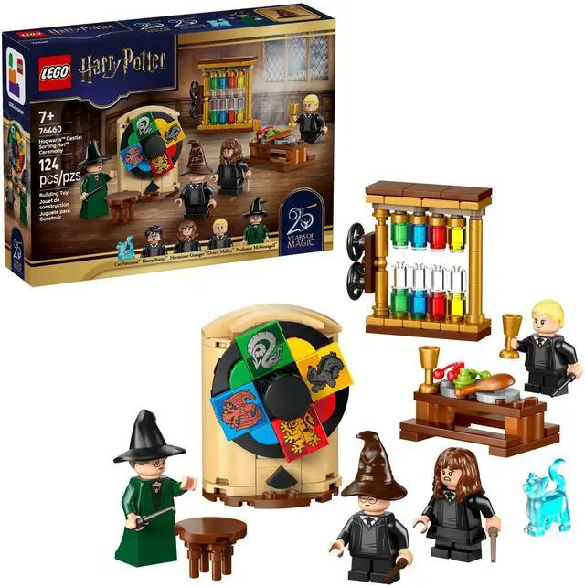 Main image of Harry Potter Hogwarts Castle: Sorting Hat Ceremony Building Toy for Boys, Girls - Pretend Play Set for Kids, Ages 7+ - W/4 Minifigures & Cat Patronus Toy Figure - Gift Idea for Birthdays - 76460