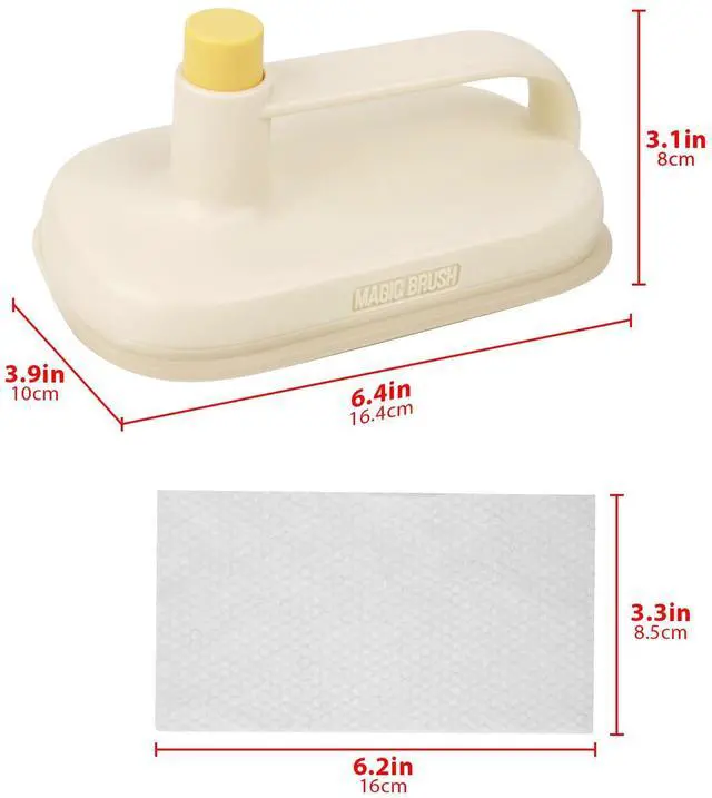 Alt view image 2 of 5 - Magic Brush with 200 Disposable Cleaning Cloth, Kitchen Wipe with Replaceable Thin Rag, Household Brush with Handle for Home