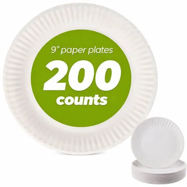 Main image of 9 Inch Paper Plate Uncoated Plates White, 200ct