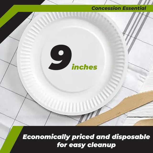 Alt view image 2 of 7 - 9 Inch Paper Plate Uncoated Plates White, 200ct
