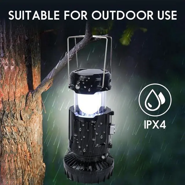 Alt view image 4 of 5 - 2026 Upgrade Solar Portable Lantern Rechargeable Fan - Collapsible Lightweight LED Camping Lantern for Power Outages Flashlight Survival Kits for Outdoor Tent Emergency Essentials Cool Gifts for Men