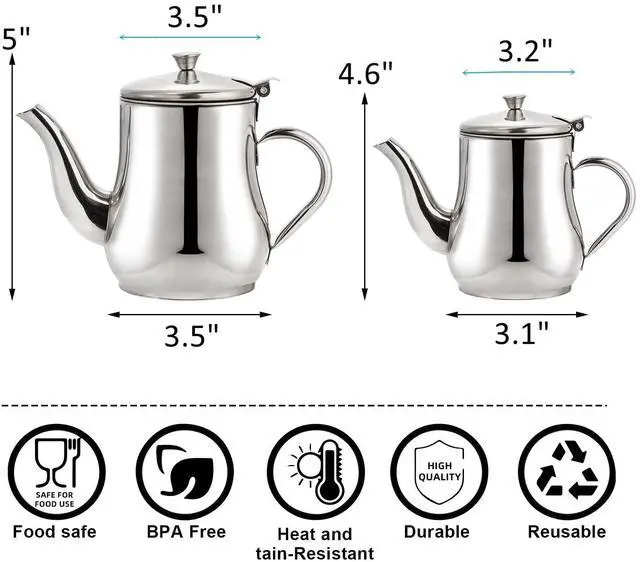 Alt view image 2 of 7 - 2 Pack Bacon Grease Container with Mesh Strainer, 27oz 22oz Stainless Steel Oil Storage Pot for Storing Frying Oil and Cooking Grease