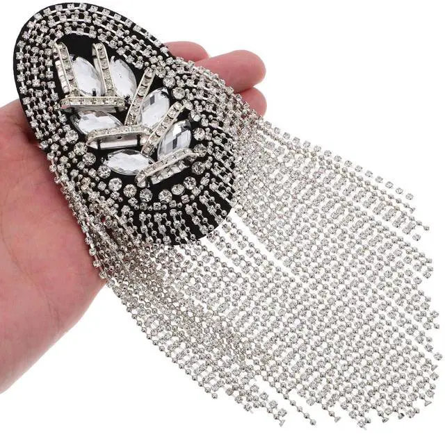 Alt view image 4 of 7 - Accessories Silver Rhinestone Shoulder Pads for Women Fringe Epaulets for Suit Decoration Lightweight Shoulder Jewelry with Tassel Design