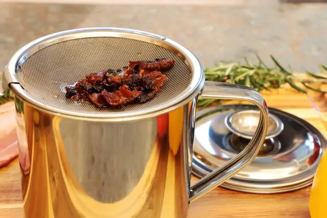 Alt view image 5 of 7 - Bacon Grease Container with Strainer, Stainless Steel Oil Storage Can Container with Fine Mesh Strainer Fat Container Pot with Filter Screen, 1.25 QT / 5 Cups Grease Keeper Cooking Oil Keeper