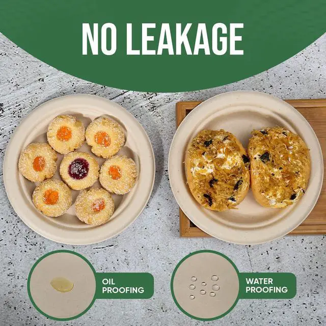 Alt view image 7 of 7 - Paper Plates 6 Inches, 100 Pack Disposable Plates 100% Compostable Plates, Water & Oil Proof Dessert Plates, Microwavable Small Paper Plates, Perfect Paper Plate For Party - Brown
