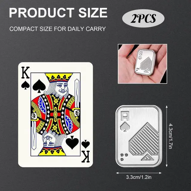 Alt view image 2 of 4 - 2 Pcs Metal Poker Fidget Slider,Magnetic EDC Fidget Toys,Stress Relief Poker Push Card,Cool Metal Fidget Toy Manually Rotate Toys,Office Tabletop Decompression Toys for Adults Teens Men