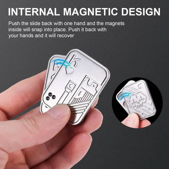 Alt view image 3 of 4 - 2 Pcs Metal Poker Fidget Slider,Magnetic EDC Fidget Toys,Stress Relief Poker Push Card,Cool Metal Fidget Toy Manually Rotate Toys,Office Tabletop Decompression Toys for Adults Teens Men