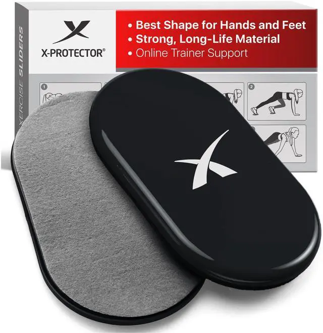 Main image of Core Sliders for Working Out - 2 PCS - Double-Sided Exercise Sliders for Hard & Carpeted Floors - Gliders for Exercising! (Black & Grey)