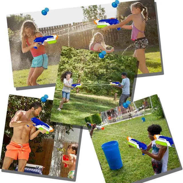 Alt view image 4 of 5 - Water Guns for Kids - Summer Soaker Squirt Guns, 400CC/40ft for 3 Years Old and up Boys Girls Adults - 2 Pack Outdoor Toy for Swimming Pool Yard Lawn Beach