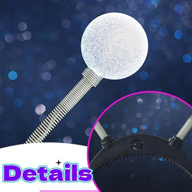 Alt view image 4 of 4 - Light Up Alien Headband LED Antenna Headband Christmas New Years Costume Hair Accessories for Women (A-Silver)