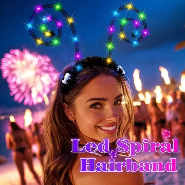 Alt view image 3 of 5 - Light Up Butterfly Antenna Headband Led Spiral Hairband Glowing Halloween Costume Hair Accessories for Women
