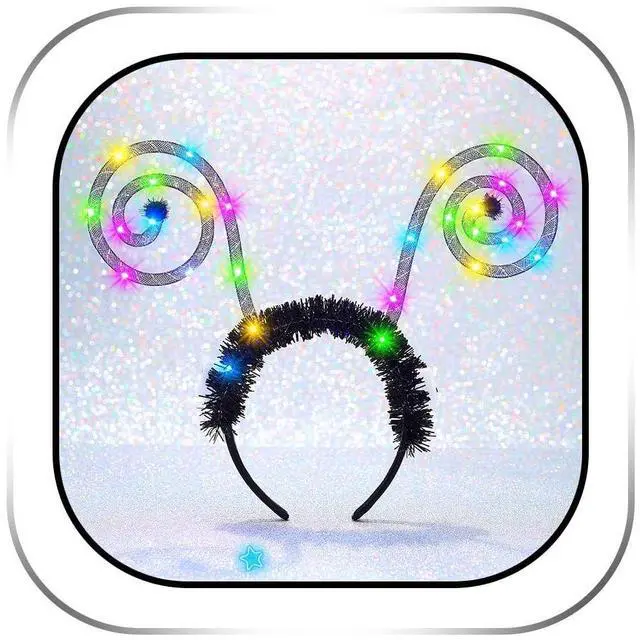 Main image of Light Up Butterfly Antenna Headband Led Spiral Hairband Glowing Halloween Costume Hair Accessories for Women