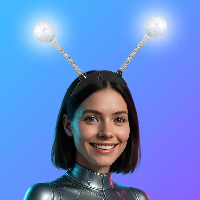 Alt view image 3 of 4 - Light Up Alien Headband LED Antenna Headband Christmas New Years Costume Hair Accessories for Women (A-Silver)